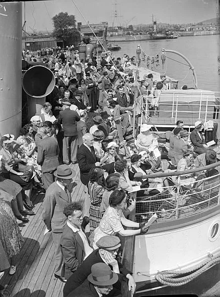 Crowds on board. Gillingham Pier before WWII.